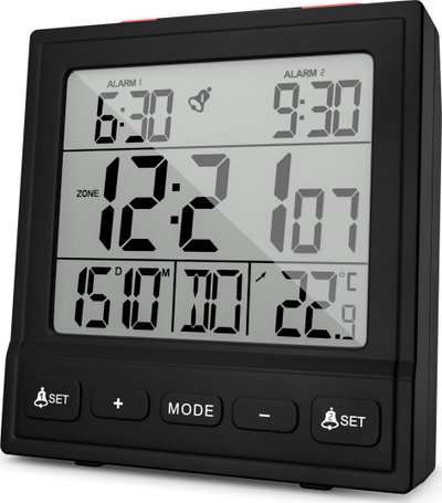 Radio orë Mebus 25581, ekran LCD, digjitale, e zezë