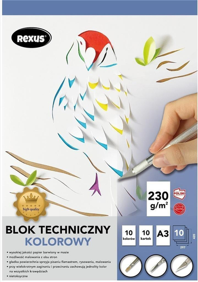 Bllok teknik A3 Colored Dyed, 10 fletë, shumëngjyrësh