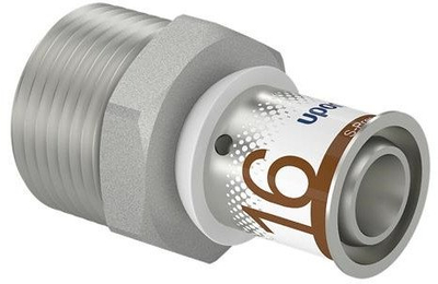 Adapter mashkullor për tub Uponor S-Press Plus, 16 mm, 3/4", bronz