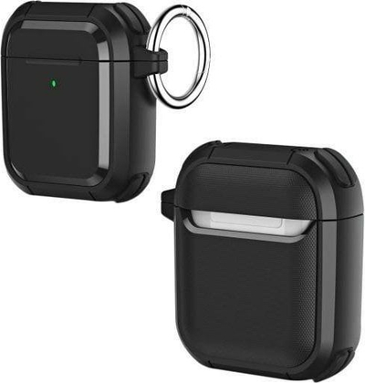 Kapak Beline Solid Cover për AirPods 1/2, me karabinë, i zi