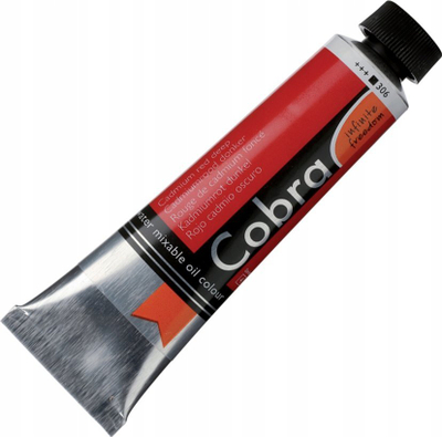 Bojë vaji Cobra Cadmium Red Deep, që përzihet me ujë, 40 ml, e kuqe e thellë