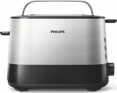 Toster Philips Viva Collection HD2635/90, 2 парчиња, функција за одржување топло, црн титан