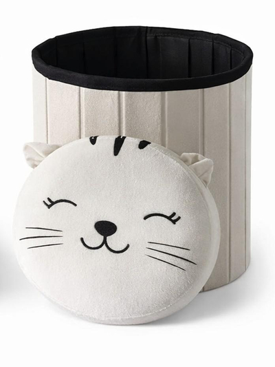 Stol dekorativ Heinner Cat, 30x37.5 cm, pelush, gri