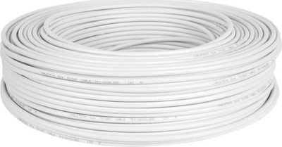 Kabllo koaksiale Cabletech TV SAT Cu, 150m, mbrojtje dyshe, e bardhë