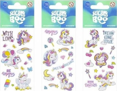 Ngjitëse Sticker Boo Unicorn, 7x18 cm, me shumë ngjyra