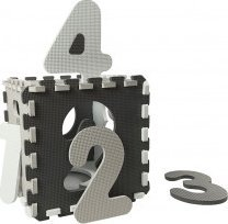 Tapet shkumë puzzle Milly Mally Jolly 3x3, me numra, antirrëshqitës, gri