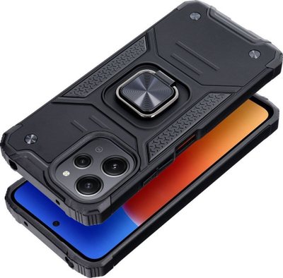 Kapak mbrojtës Armored Nitro për Xiaomi Redmi 12 4G, me unazë mbajtëse, i zi
