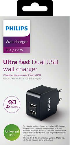 Karikues muri Philips DLP2307/12, 2x USB, 3.1A, i zi