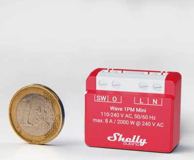Ndërprës smart Shelly Qubino Wave 1PM Mini DEMO, Z-Wave Plus, 8A 2000W, i kuq
