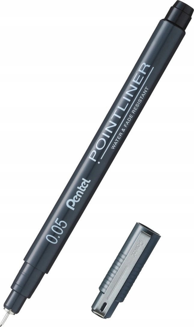 Stilolaps fineliner Pentel PointLiner, 0.05mm, bojë pigmenti rezistente ndaj ujit, i zi