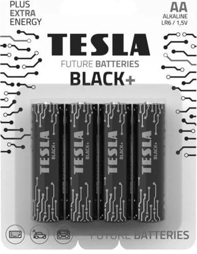 Bateri alkaline Tesla BLACK+ R6 AA, 1.5V, paketim 4 copë