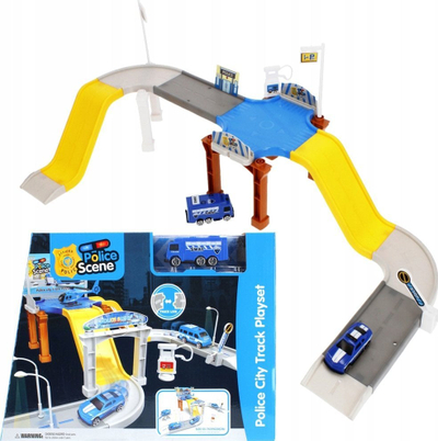 Set parkimi policie Mega Creative 481582, 19 pjesë, me 2 makina policie, shumëngjyrëshe