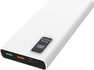 Надворешна батерија Платинет Полимер, 10000mAh, PD 3.0 QC 3.0, бела