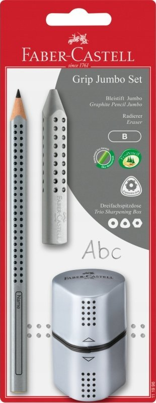 Laps FABER CASTELL Jumbo Grip, set 2 copë, trashësi plumbi 3.25 mm, gri