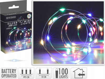 Dekoratë dritash LED për Krishtlindje, 100 LED, 4.95m, shumëngjyrëshe