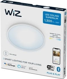 Llampë tavani WiZ LED SuperSlim, 14W, panel i rrumbullakët, e bardhë