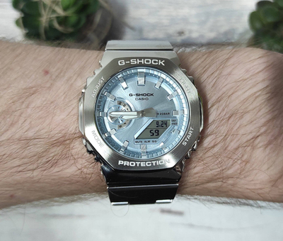 Ora dixhitale Casio G SHOCK, unisex, çelik, argjend