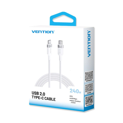 Kabllo USB-C në USB-C 2.0 PD 3.1, 5A 240W, 2m, e bardhë