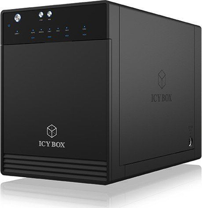 Надворешно куќиште за дискови IcyBox IB-3740-C31, USB 3.1 Тип-C, 4x 2.5\"/3.5\", црно