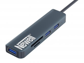Hub USB C Newell 5 në 1, 3 porta USB, lexues SD dhe microSD, gri