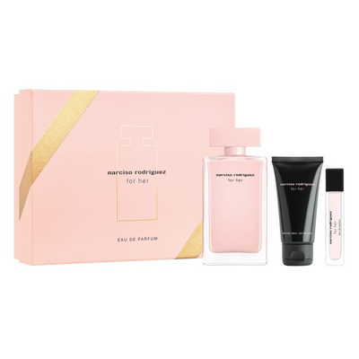 Set Eau De Parfum Narciso Rodriguez For Her, parfum 100 ml+ parfum 10 ml + losion 50 ml