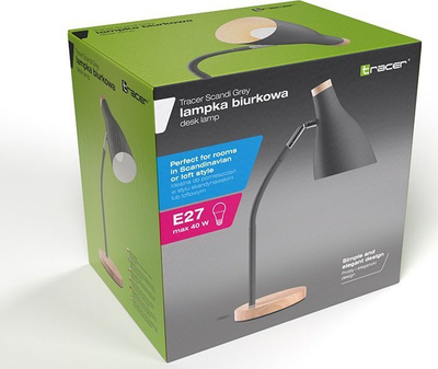Lampë tavoline Tracer Scandi Grey TRAOSW47236, E27 40W, gri