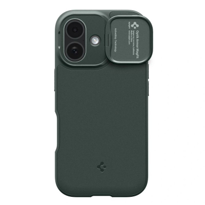 Mbrojtëse telefoni Spigen Optik Armor Mag MagSafe, për iPhone 17, me mbrojtje kamere, ngjyra Abyss Green