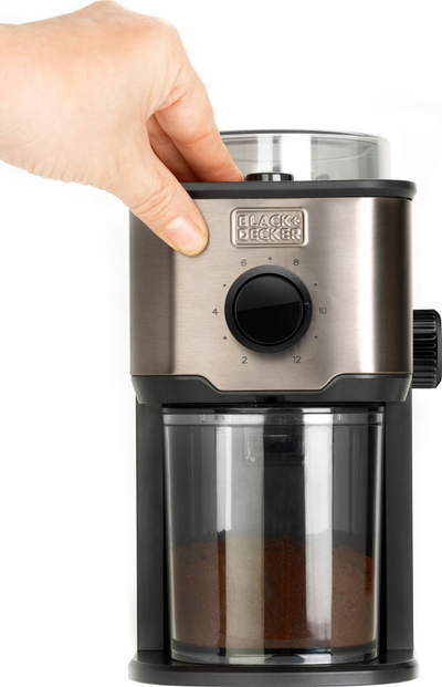 Mulli elektrik për kafe Black &amp; Decker ES9080020B, rregullim imtësie, çelik inox, ngjyrë argjendi