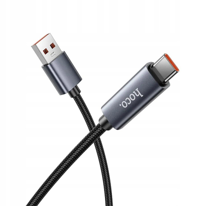 Kabllo karikimi HOCO 5A USB A në Type C, karikim i shpejtë, me ekran LED dixhital, e zezë