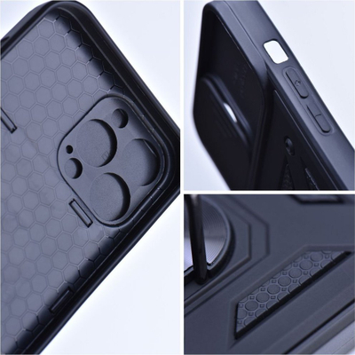 Këllëf telefoni Samsung Galaxy A14, TPU silikon, me unazë dhe kapak kamere, ngjyrë e zezë