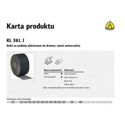 Rul lecke smerili Klingspor KL381J, 150mm, grit 80, 50m