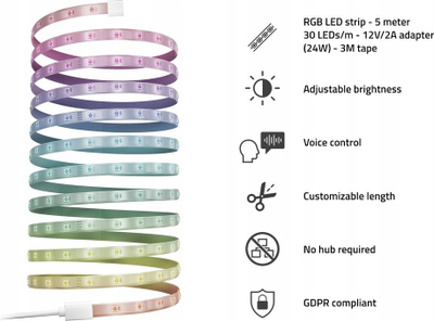 Shirit LED inteligjent Hombli HBL-0521, 5m, RGB