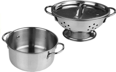 Set lojërash kuzhine për fëmijë, 8 copë, çelik inox, argjendtë