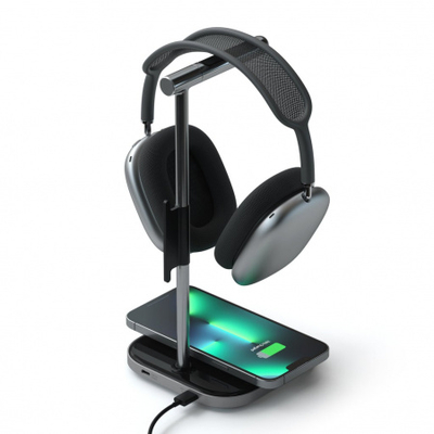 Mbajtëse për kufje S 2-IN-1 me karikues Wireless, e hirtë