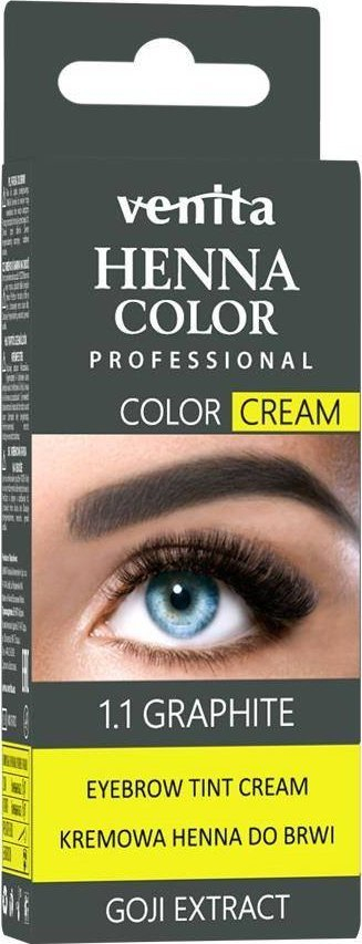 Henë për vetulla dhe qerpikë Venita Henna Color Cream 1.1 Graphite, krem, 30g