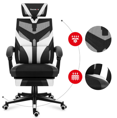 Karrige gaming Huzaro Combat 5.0, ergonomike, 140kg, e bardhë