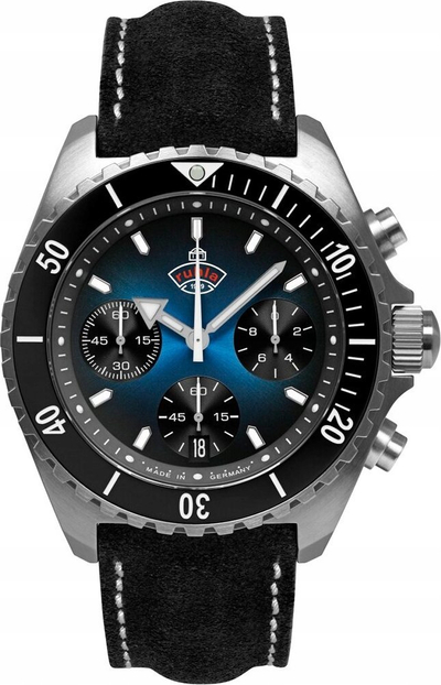 Orë dore Ruhla Glasbach Cup 49703, kronograf quartz, 43mm, e zezë