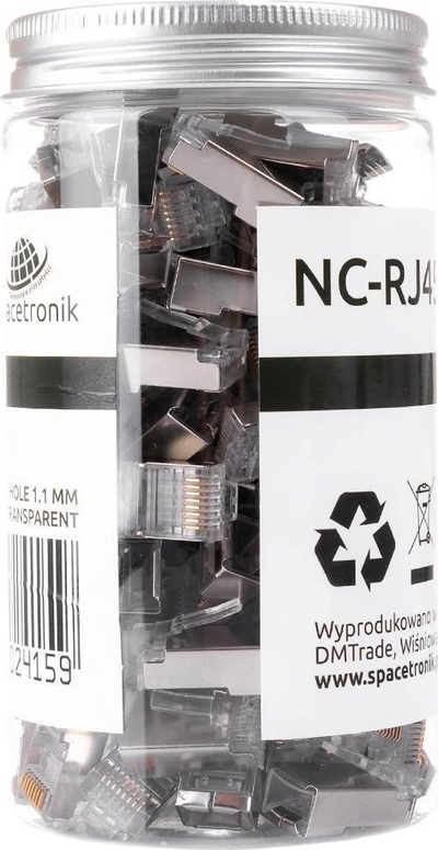 Prizë rrjeti Spacetronik RJ45 NC-RJ456FT-11, Cat 6 FTP, 100 copë në paketim, transparente