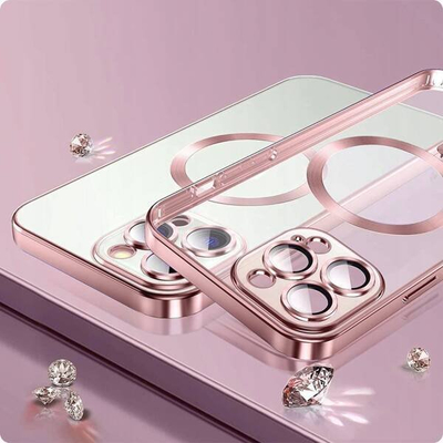 Maskë telefoni Tech-Protect MagShine MagSafe për iPhone 15, anë metal, pjesë mbrapa transparente, e zezë