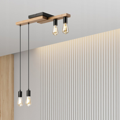 Llambë tavani Lamkur Cortina 50515, 4x15W, E27, lisi/e zezë