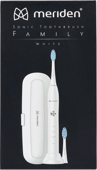 Сонична четка за заби Meriden Family White, електрична, со кутија за патување, бела