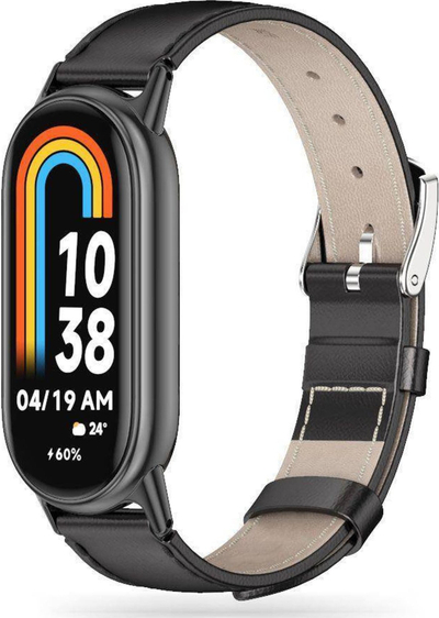 Rrip dore Tech-Protect LeatherFit për Xiaomi Smart Band 8 8 NFC, lëkurë, i zi
