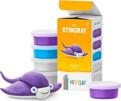 Set plasteline Hey Clay Stingray, 3 dosa, me ngjyra të ndryshme