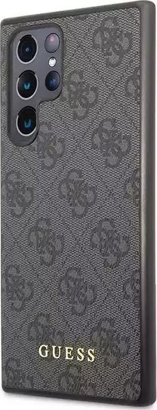 Futrollë telefoni Guess GUHCS23LG4GFGR për Samsung Galaxy S23 Ultra, hardcase, gri 4G Metal Gold Logo