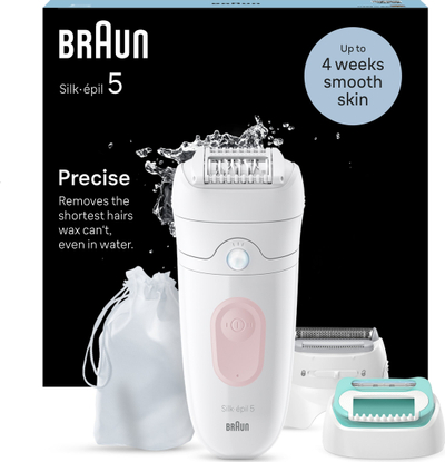 Depilator Braun Silk-épil 5 5-050, 28 pinceta, me rrymë, rozë e bardhë