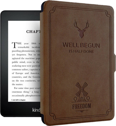 Kopertinë mbrojtëse Strado Case Smart Motto për Kindle Paperwhite 1 2 3, funksion auto sleep wake, plastikë, kafe e çelur