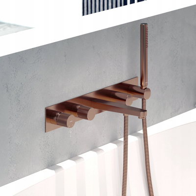 Rubinet muri Vaov Faucet 5 vrima, i fshehtë, me përfundim metalik brushed