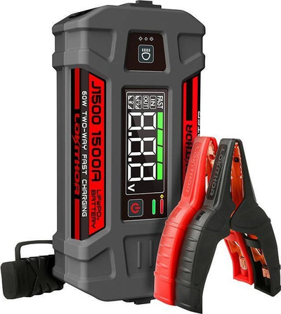 Starter makine Lokithor J1500, 1500A, 12V 46Wh, gri me të zezë