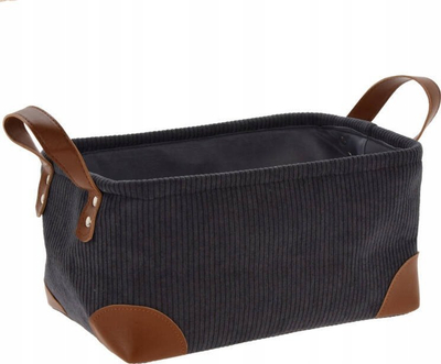 Kuti tekstile dekorative Home Styling Collection, kordelino, 30x20x15cm, gri me doreza
