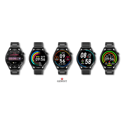 Smartwatch Giewont GW450-2, thirrje nga ora, rrip metalik, i zi